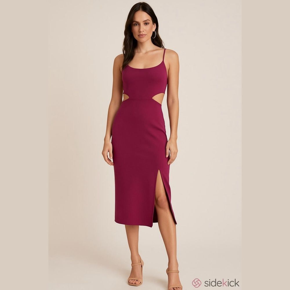 The Vanity Room Fuchsia Midi Dress Women's XS Cutout Bodycon Wedding‎ luxury